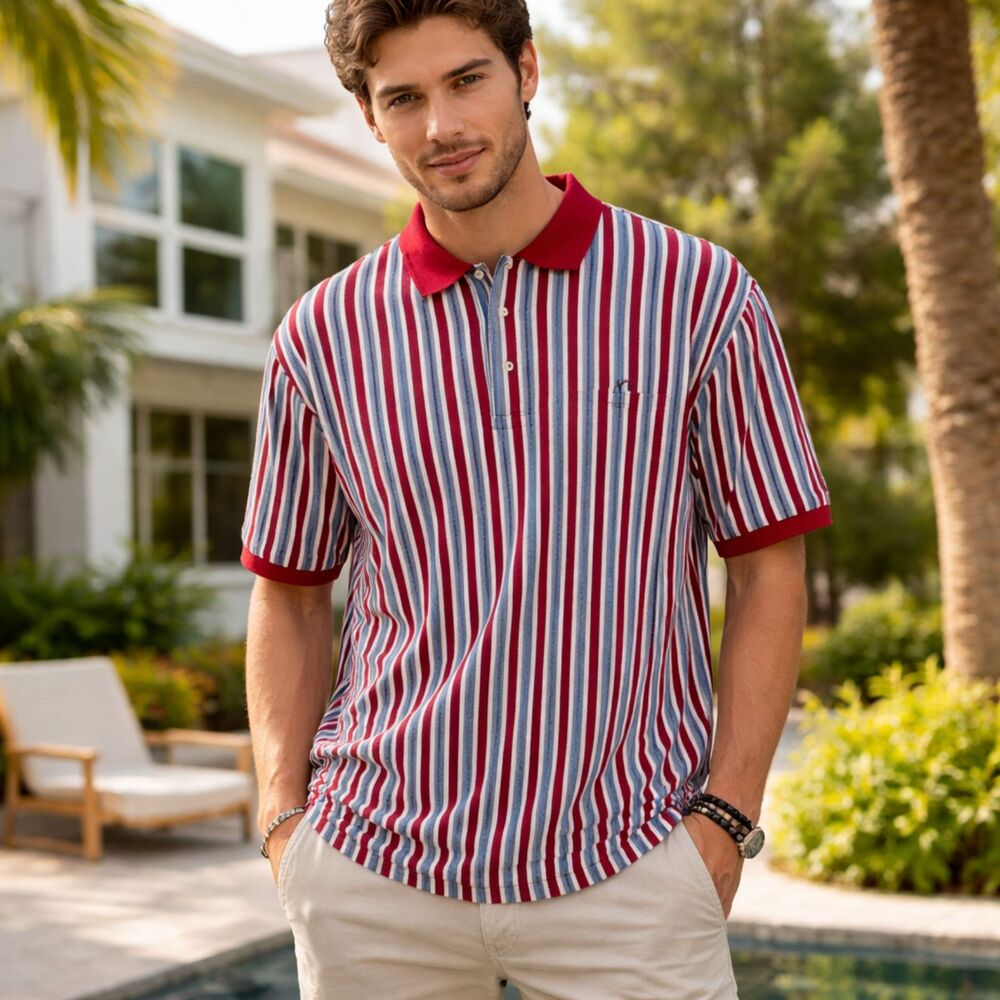 Ralph Lauren Polo Golf Shirt Barten Creek Mens XL Retro Multi-Striped Size XL